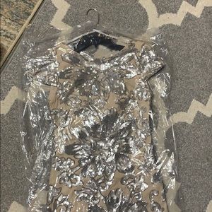 Calvin klein Embellished cowl-beck gown